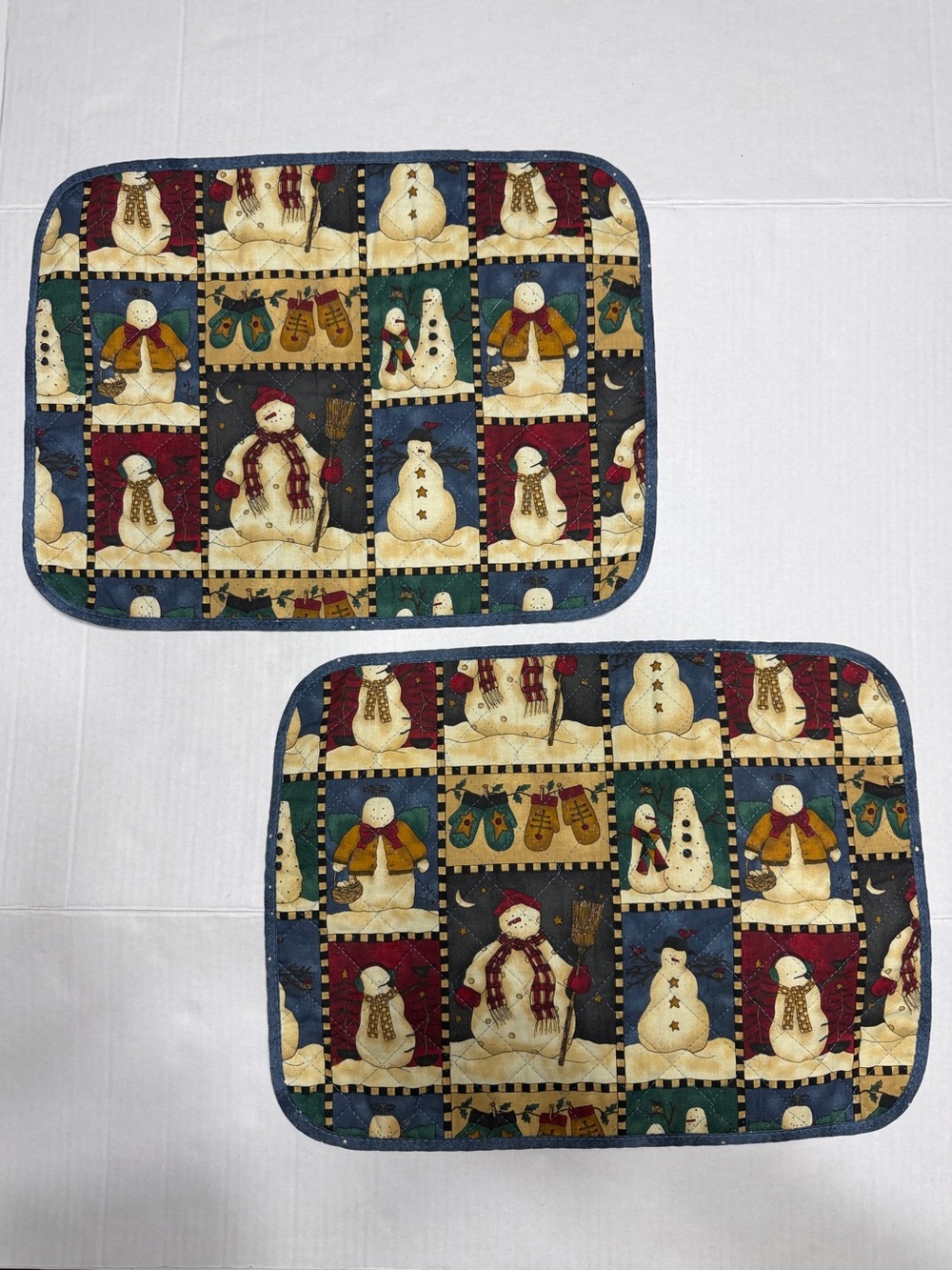 Holiday Snowman Quilted Placemats - Set of 2 - Multi